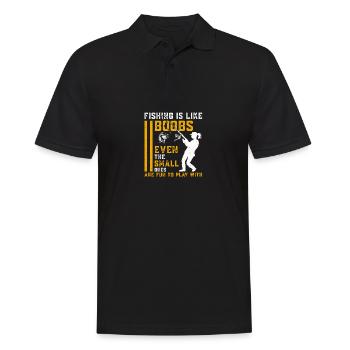 Lustiges Sprichwort ist wie Brüste lustiges Zitat - Männer Poloshirt - Schwarz - Vorne - Kai (181cm)