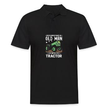 Lustiges Zitat unterschätzt nie einen alten Mann m - Männer Poloshirt - Schwarz - Vorne - Kai (181cm)