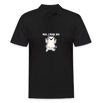 Ghost Cow Moo Ich meine Boo lustiges Zitat Kürbis - Männer Poloshirt - Schwarz - Vorne - Kai (181cm)