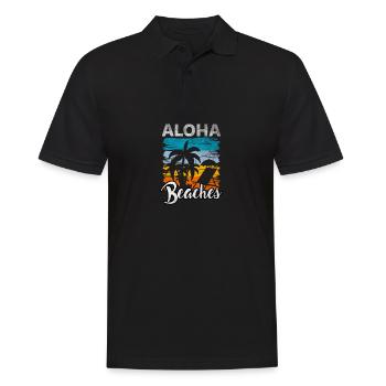 Zitat Aloha Beach Hawaii Vintage Palm Beach - Männer Poloshirt - Schwarz - Vorne - Kai (181cm)