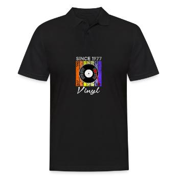 Depuis 1977 Vinyle Rétro -Disques -Vintage -Musique - Polo Homme - noir - Devant - Kai (181cm)