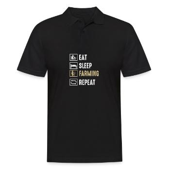 Funny quote eating sleep breeding repetition - Men's Polo Shirt - black - Front - Kai (181cm)