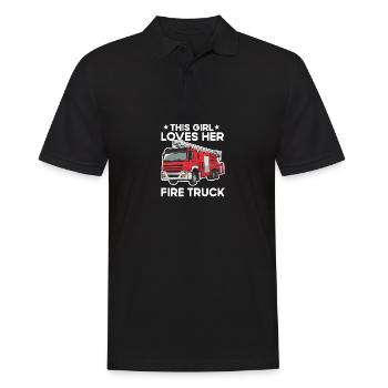 Cool fire truck art for girls kids fire - Men's Polo Shirt - black - Front - Kai (181cm)