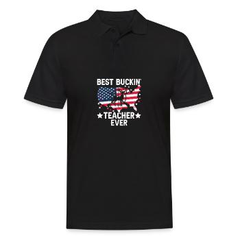 Bester Buckin -Lehrer aller amerikanischen Flagge - Männer Poloshirt - Schwarz - Vorne - Kai (181cm)