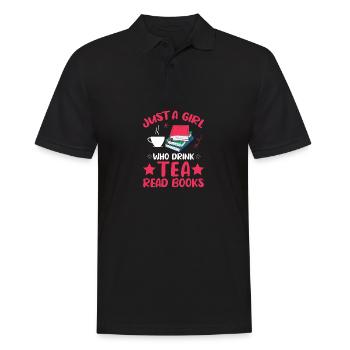 Nur ein Mädchen, das Tee trinkt und Bücher liest - Männer Poloshirt - Schwarz - Vorne - Kai (181cm)