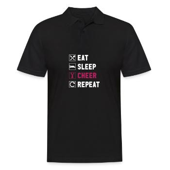 Essen Sie Schlafjubel wiederhole lustige Cheerlead - Männer Poloshirt - Schwarz - Vorne - Kai (181cm)
