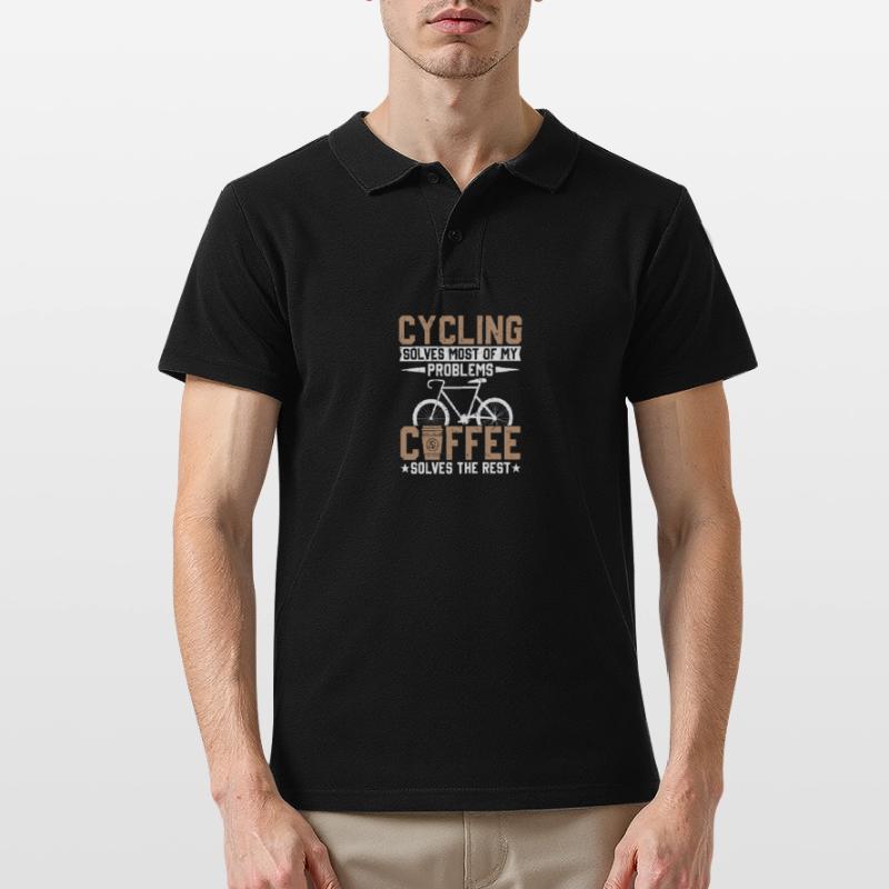 Cycling solves my problems, coffee solves the res Men's Polo Shirt