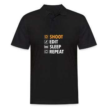 Schießen bearbeiten schlaf wiederholen lustigen fo - Männer Poloshirt - Schwarz - Vorne - Kai (181cm)