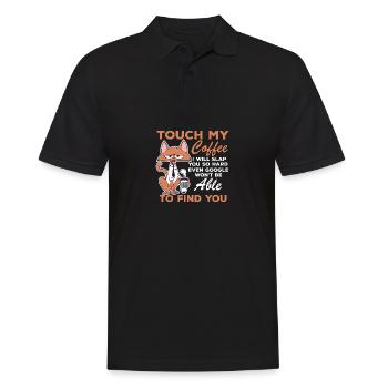 Berühre meinen Kaffee lustige Kaffeeliebhaber Ich - Männer Poloshirt - Schwarz - Vorne - Kai (181cm)