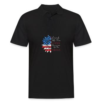 Land der Freien wegen der mutigen patriotischen Bl - Männer Poloshirt - Schwarz - Vorne - Kai (181cm)