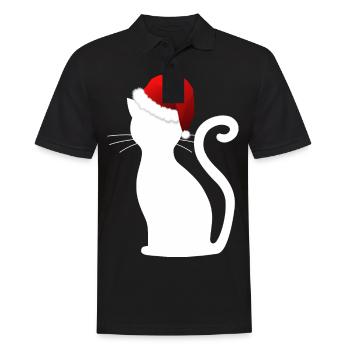 Cat Christmas Christmas Merry Christmas - Men's Polo Shirt - black - Front - Kai (181cm)