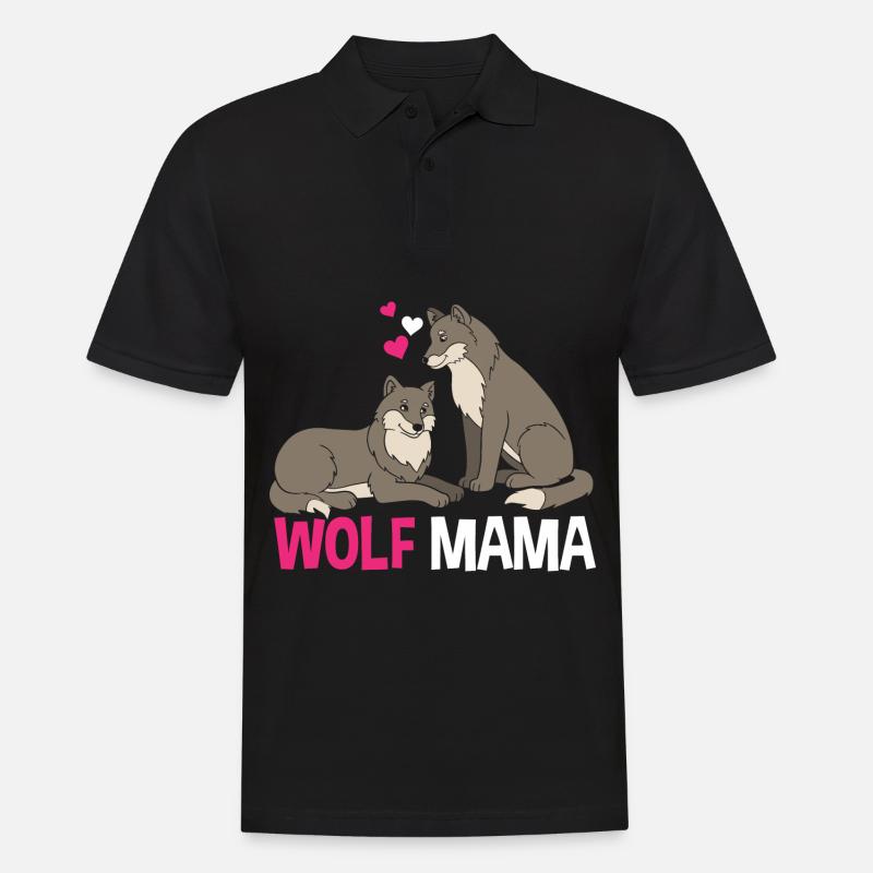 Wolf Mama - Männer Poloshirt - Schwarz