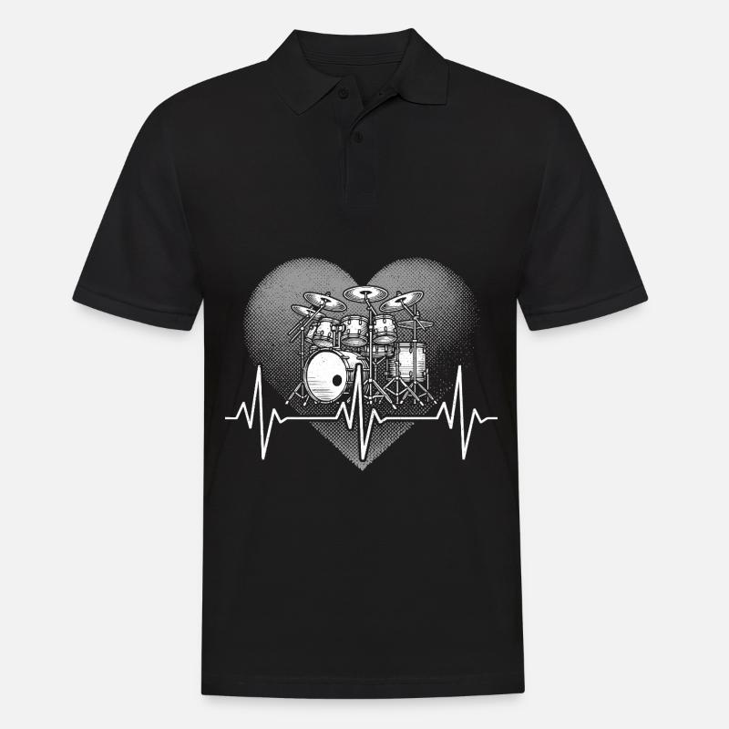 Herzschlag Schlagzeuger - Männer Poloshirt - Schwarz