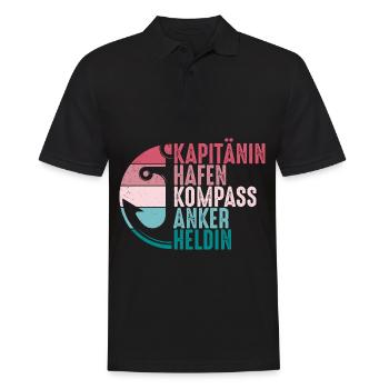 Kapitänin Hafen Kompass Anker Retro Seglerin - Männer Poloshirt - Schwarz - Vorne - Kai (181cm)