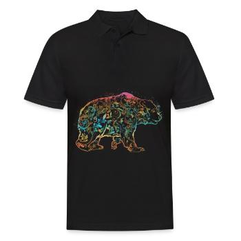 Bear Splash - Men's Polo Shirt - black - Front - Kai (181cm)