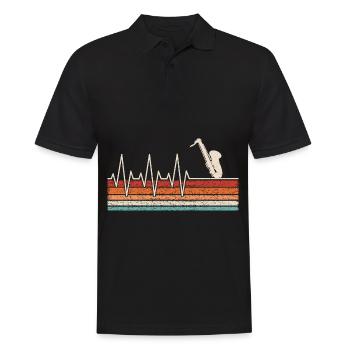 Saxophon Herzschlag - Männer Poloshirt - Schwarz - Vorne - Kai (181cm)