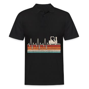 Staplerfahrer Herzschlag - Männer Poloshirt - Schwarz - Vorne - Kai (181cm)