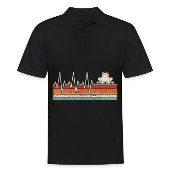 Frosch EKG Herzschlag - Männer Poloshirt - Schwarz - Vorne - Kai (181cm)