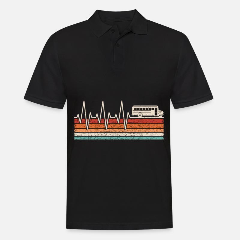 Busfahrer Herzschlag Bus - Männer Poloshirt - Schwarz