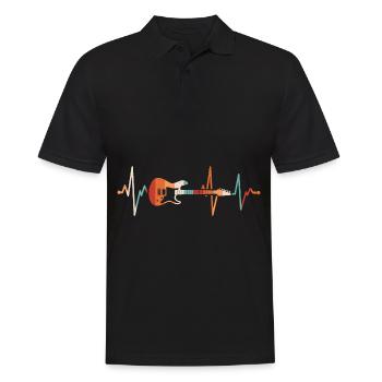 Herzschlag E-Gitarre - Männer Poloshirt - Schwarz - Vorne - Kai (181cm)