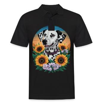 Süßer Dalmatiner mit Orchideen - Männer Poloshirt - Schwarz - Vorne - Kai (181cm)
