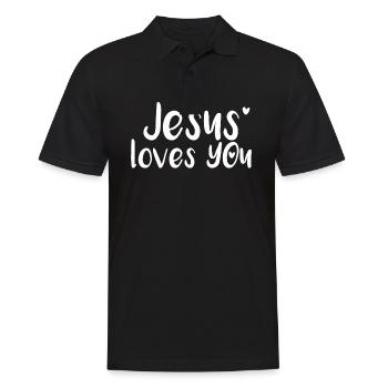 jesus liebt dich - Männer Poloshirt - Schwarz - Vorne - Kai (181cm)
