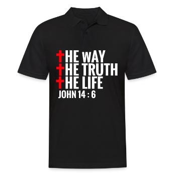 Jesus Cross Jean 14 6 - Polo Homme - noir - Devant - Kai (181cm)