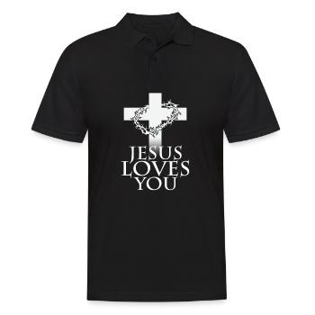 Jésus t'aime croix la couronne d'épines dieu bible - Polo Homme - noir - Devant - Kai (181cm)