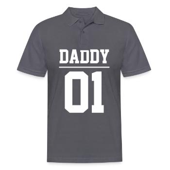 Daddy 01 Dad Number 1 Dad Dad Team Gift - Men's Polo Shirt - charcoal grey - Front - Nico (186cm)