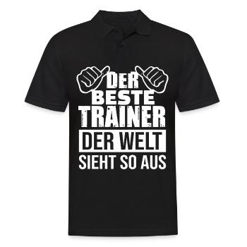 Fußballtrainer Spruch Bester Trainer Fußballcoach - Männer Poloshirt - Schwarz - Vorne - Kai (181cm)