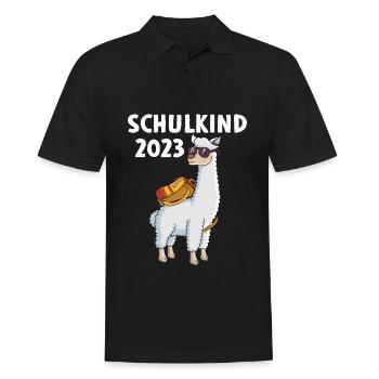 Schulkind 2023 Lama Schulbeginn Alpaka - Männer Poloshirt - Schwarz - Vorne - Kai (181cm)