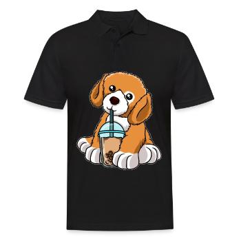 Kawaii Bubble Tea Chien - Polo Homme - noir - Devant - Kai (181cm)