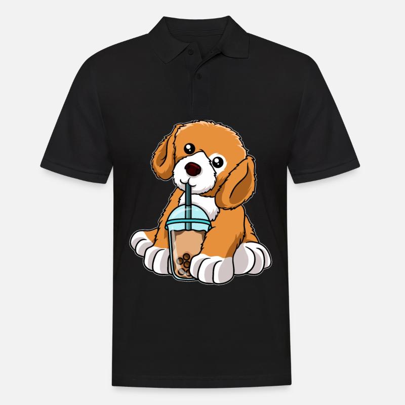 Kawaii Bubble Tea Hund - Männer Poloshirt - Schwarz