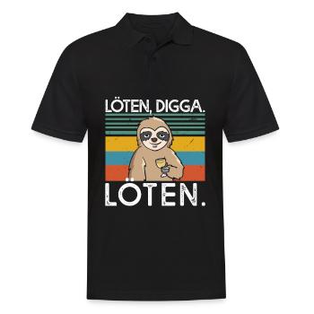 Soldering Digga Soldering Wine Drinker Wine Sloth - Men's Polo Shirt - black - Front - Kai (181cm)