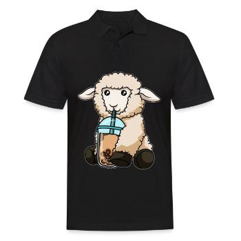 Kawaii Bubble Tea Schaf - Männer Poloshirt - Schwarz - Vorne - Kai (181cm)