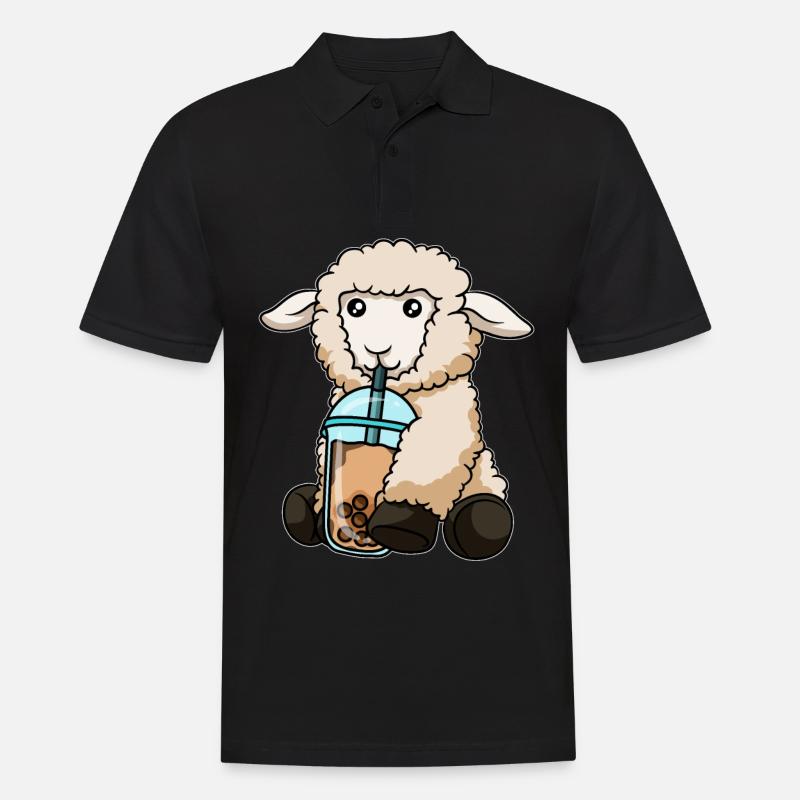 Kawaii Bubble Tea Schaf - Männer Poloshirt - Schwarz