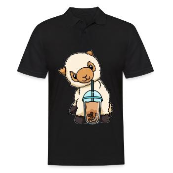 Kawaii Bubble Tea Lama - Männer Poloshirt - Schwarz - Vorne - Kai (181cm)