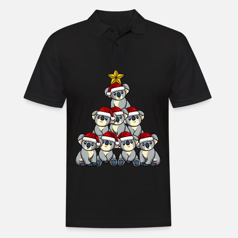 Koala Weihnachtsbaum - Männer Poloshirt - Schwarz