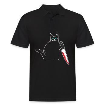Drôle de chat noir avec couteau - Polo Homme - noir - Devant - Kai (181cm)