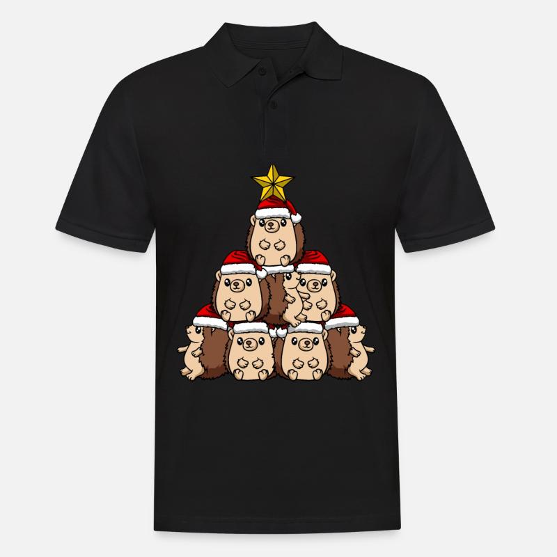 Igel Weihnachtsbaum - Männer Poloshirt - Schwarz