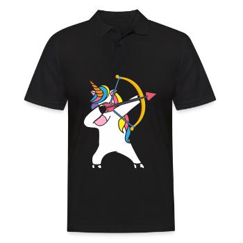 Dabbing Einhorn Bogenschütze - Männer Poloshirt - Schwarz - Vorne - Kai (181cm)