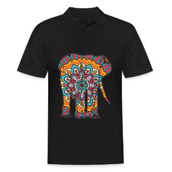 Mandala Elephant Geometric Pattern - Men's Polo Shirt - black - Front - Kai (181cm)