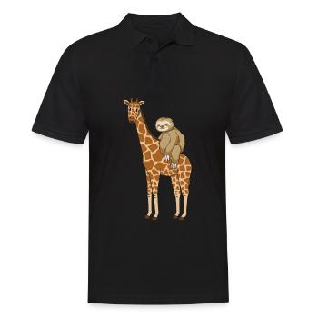 Sloth sits on giraffe - Men's Polo Shirt - black - Front - Kai (181cm)
