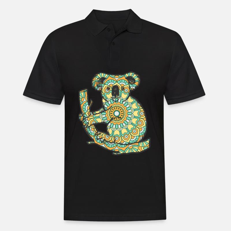 Mandala Koala Geometry Pattern - Men's Polo Shirt - black