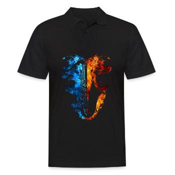 Fire Saxophone Flames Saxophonist Wind Music - Men's Polo Shirt - black - Front - Kai (181cm)