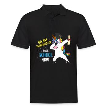Bye Bye Kindergarten I Rock School Now Unicorn - Men's Polo Shirt - black - Front - Kai (181cm)
