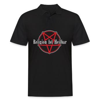 Religion ist heilbar Pentagramm - Männer Poloshirt - Schwarz - Vorne - Kai (181cm)