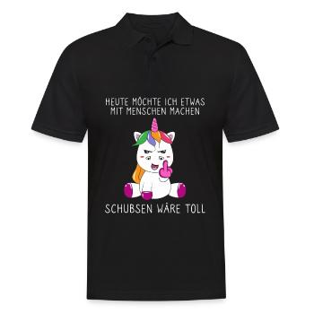 Heute Möchte Ich Menschen Schubsen - Männer Poloshirt - Schwarz - Vorne - Kai (181cm)