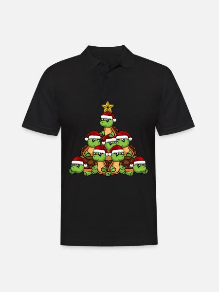Turtle Christmas Tree - Men's Polo Shirt - black