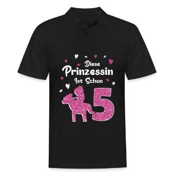 Geburtstag 5 Jahre Pferd Prinzessin - Männer Poloshirt - Schwarz - Vorne - Kai (181cm)